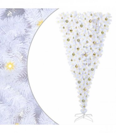 vidaXL Artificial Christmas Tree White 210 cm PVC and Steel