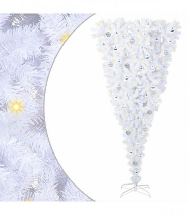vidaXL Artificial Christmas Tree White 210 cm PVC and Steel