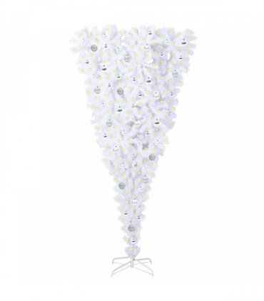 vidaXL Artificial Christmas Tree White 210 cm PVC and Steel