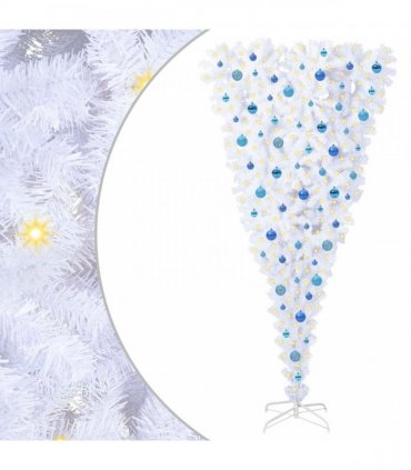 vidaXL Artificial Christmas Tree White 210 cm PVC and Steel