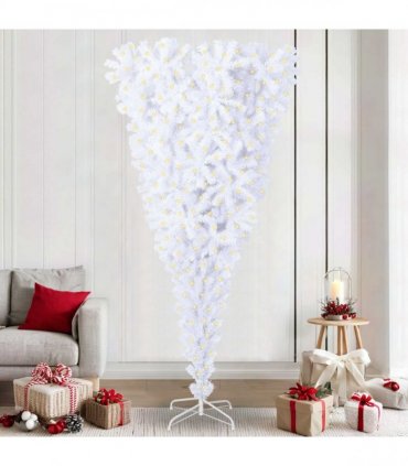 vidaXL Artificial Christmas Tree with Stand White 240 cm PVC and Steel
