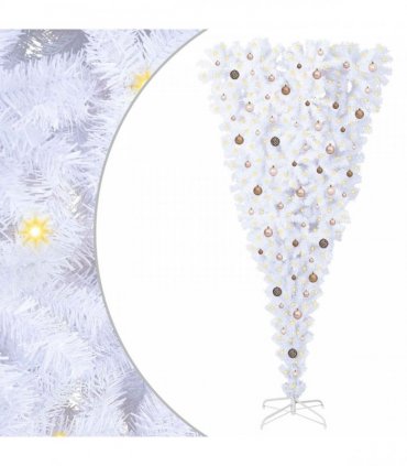 vidaXL Artificial Christmas Tree with Stand White 240 cm PVC and Steel