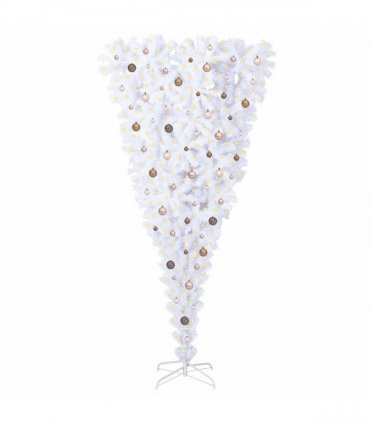 vidaXL Artificial Christmas Tree with Stand White 240 cm PVC and Steel