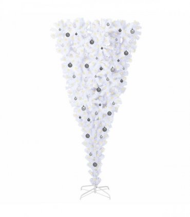 vidaXL Artificial Christmas Tree with Stand White 240 cm PVC and Steel