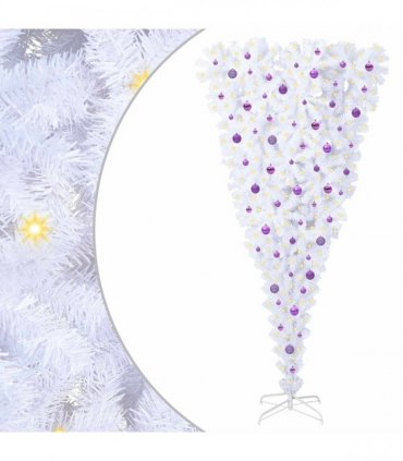 vidaXL Artificial Christmas Tree White 240 cm PVC and Steel