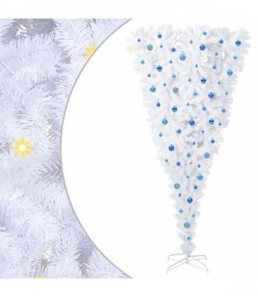 vidaXL Artificial Christmas Tree White 240 cm PVC and Steel
