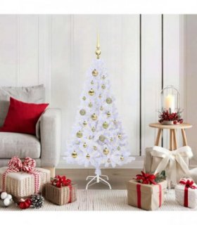 vidaXL Artificial Christmas Tree White 120 cm PVC and Steel