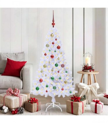 vidaXL Artificial Christmas Tree White 150 cm PVC and Steel