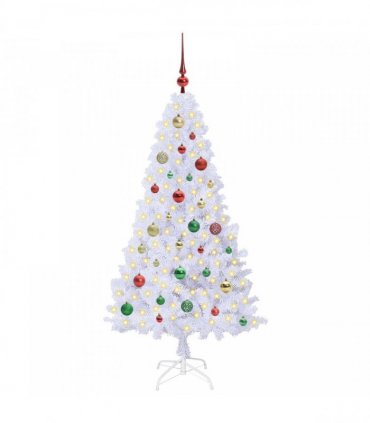 vidaXL Artificial Christmas Tree White 150 cm PVC and Steel