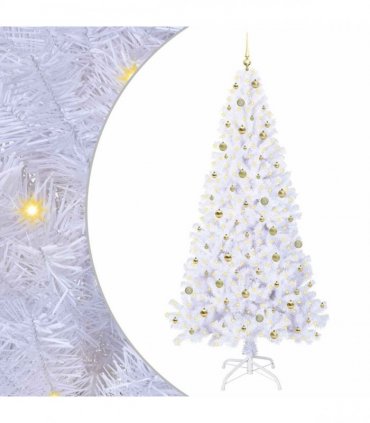 vidaXL Artificial Christmas Tree White 240 cm PVC and Steel