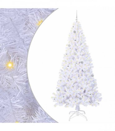vidaXL Artificial Christmas Tree White 240 cm PVC and Steel