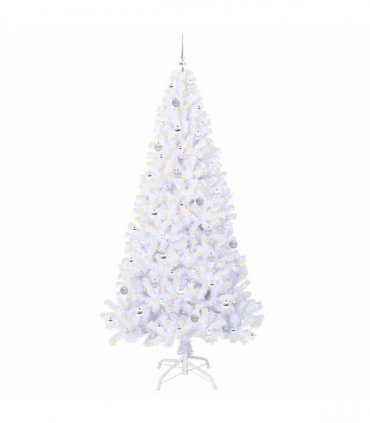 vidaXL Artificial Christmas Tree White 240 cm PVC and Steel