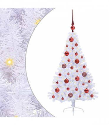 vidaXL Artificial Christmas Tree White 120 cm PVC and Steel