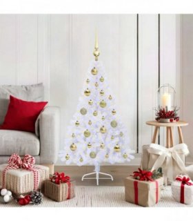 vidaXL Artificial Christmas Tree White 120 cm PVC and Steel