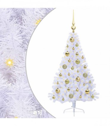 vidaXL Artificial Christmas Tree White 120 cm PVC and Steel