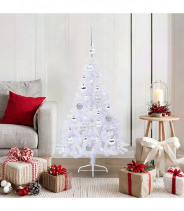 vidaXL Artificial Christmas Tree White 120 cm PVC and Steel