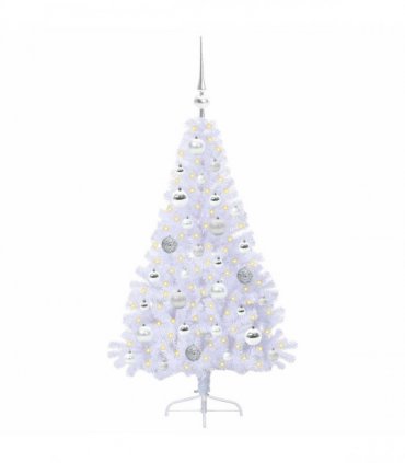 vidaXL Artificial Christmas Tree White 120 cm PVC and Steel
