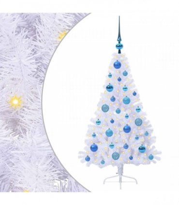 vidaXL Artificial Christmas Tree White 120 cm PVC and Steel