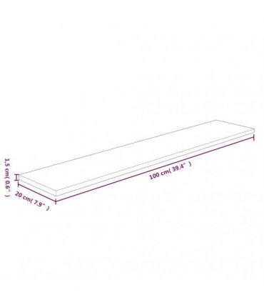 vidaXL Shelf Board 100x20x1,5 cm Untreated Solid Wood Oak