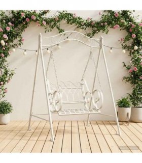 vidaXL Swing Bench Steel 113 x 121.5 x 168 cm Antique White