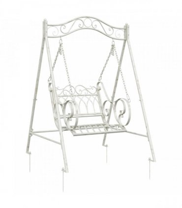 vidaXL Swing Bench Steel 113 x 121.5 x 168 cm Antique White