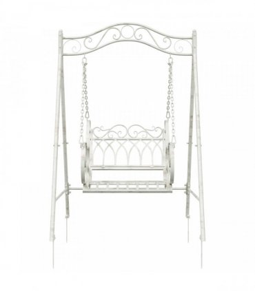 vidaXL Swing Bench Steel 113 x 121.5 x 168 cm Antique White