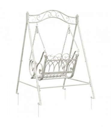 vidaXL Swing Bench Steel 113 x 121.5 x 168 cm Antique White