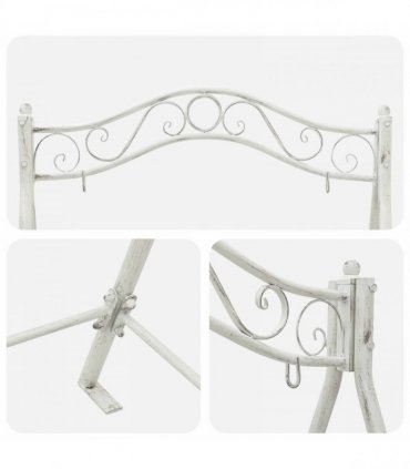 vidaXL Swing Bench Steel 113 x 121.5 x 168 cm Antique White