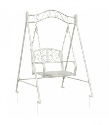 vidaXL Swing Bench Steel 113 x 121.5 x 168 cm Antique White