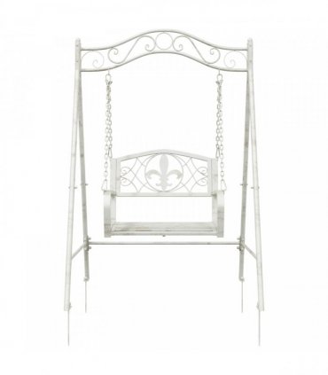 vidaXL Swing Bench Steel 113 x 121.5 x 168 cm Antique White