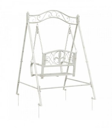 vidaXL Swing Bench Steel 113 x 121.5 x 168 cm Antique White