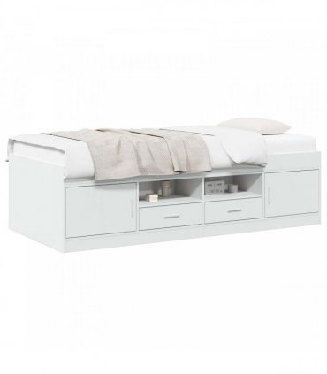 vidaXL Bed Frame with Storage White 80 x 200 cm Engineered Wood