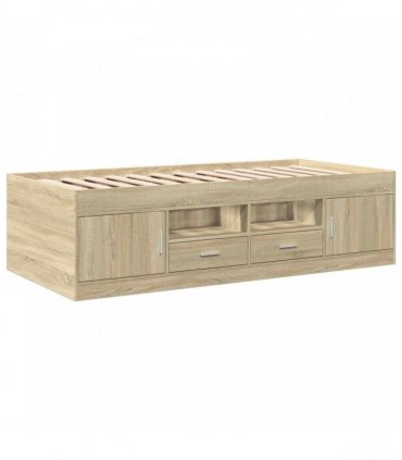 vidaXL Bed Frame with Storage Sonoma Oak 80 x 200 cm Engineered Wood
