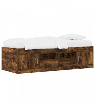 vidaXL Bed Frame with Storage Smoked Oak 80 x 200 cm Engineered Wood