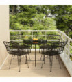 5 Piece Garden Dining Set Black Poly Rattan