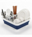 Dish Drainer - White & Blue, Plastic, Compact, Portable, 36.5 x 31.5 x 12.3 cm