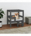 Dog Bed Grey 55.5x53.5x60 cm Solid Wood Pine