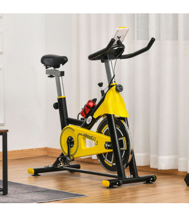 Exercise Bike Yellow Steel Aluminium 6kg Flywheel Belt Drive LCD Display