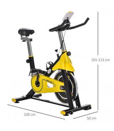 Exercise Bike Yellow Steel Aluminium 6kg Flywheel Belt Drive LCD Display