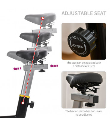 Exercise Bike Yellow Steel Aluminium 6kg Flywheel Belt Drive LCD Display