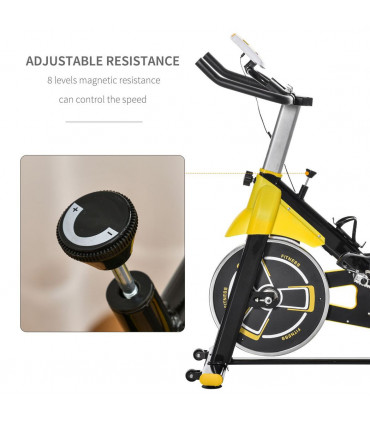 Exercise Bike Yellow Steel Aluminium 6kg Flywheel Belt Drive LCD Display