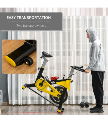 Exercise Bike Yellow Steel Aluminium 6kg Flywheel Belt Drive LCD Display