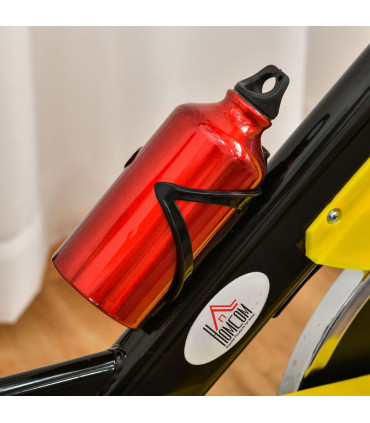 Exercise Bike Yellow Steel Aluminium 6kg Flywheel Belt Drive LCD Display