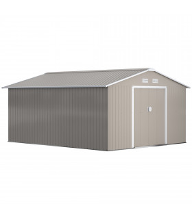 Garden Shed Storage Yard Store Door Metal Roof Tool Box Container 12.5ft x 11ft