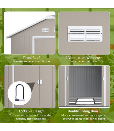 Garden Shed Storage Yard Store Door Metal Roof Tool Box Container 12.5ft x 11ft