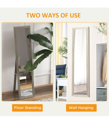 Full Length Mirror Grey MDF 37L x 3.8W x 157H cm Wall or Leaner Stand Mirror