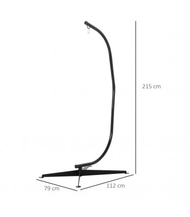 Metal Black 112cm x 79cm x 215cm Hammock Chair Stand Only Heavy Duty C-Stand