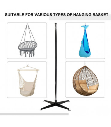 Metal Black 112cm x 79cm x 215cm Hammock Chair Stand Only Heavy Duty C-Stand