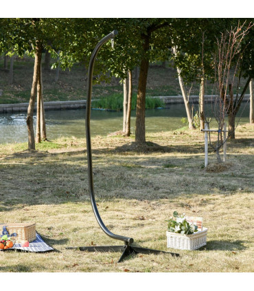 Metal Black 112cm x 79cm x 215cm Hammock Chair Stand Only Heavy Duty C-Stand