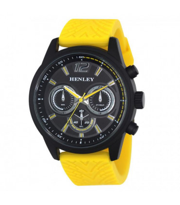 Watch Large Silicone Strap Yellow Sports Large Silicone Strap Watch Henley Men